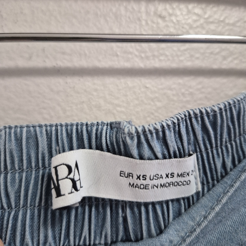 Zara Chambray Lyocell Button Midi Skirt Size XS - Picture 3 of 5